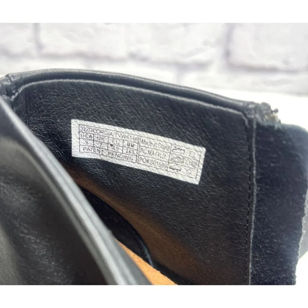 Vionic Georgia Orthaheel Studded Black Leather Ankle Boots Size 9 Booties